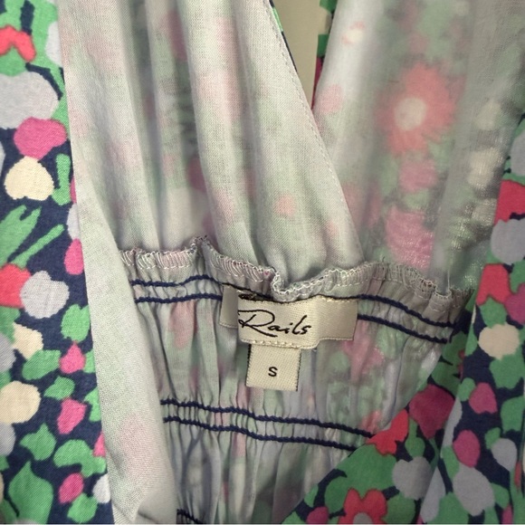 Rails Kimora Floral Cotton Minidress Flutter Sleeve Ruched Waist - Size Small - Picture 5 of 8